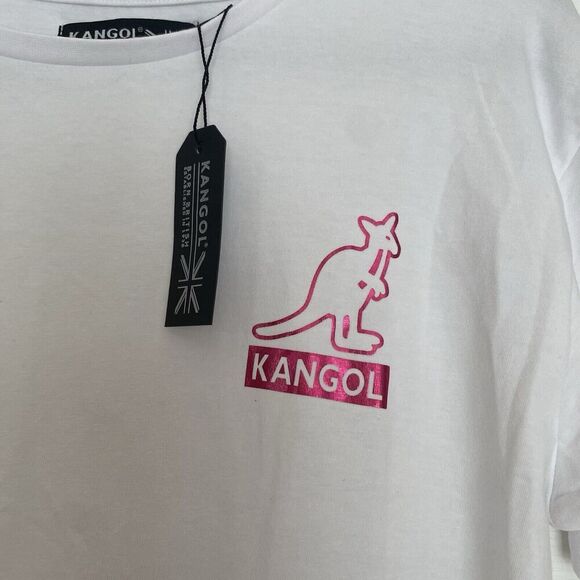 Kangol White T-Shirt With Pink Logo Unisex Size XL NWT - Picture 2 of 7